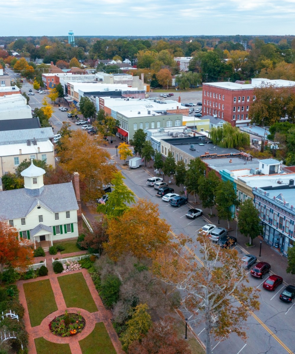 Aerial of Edenton, North Carolina.